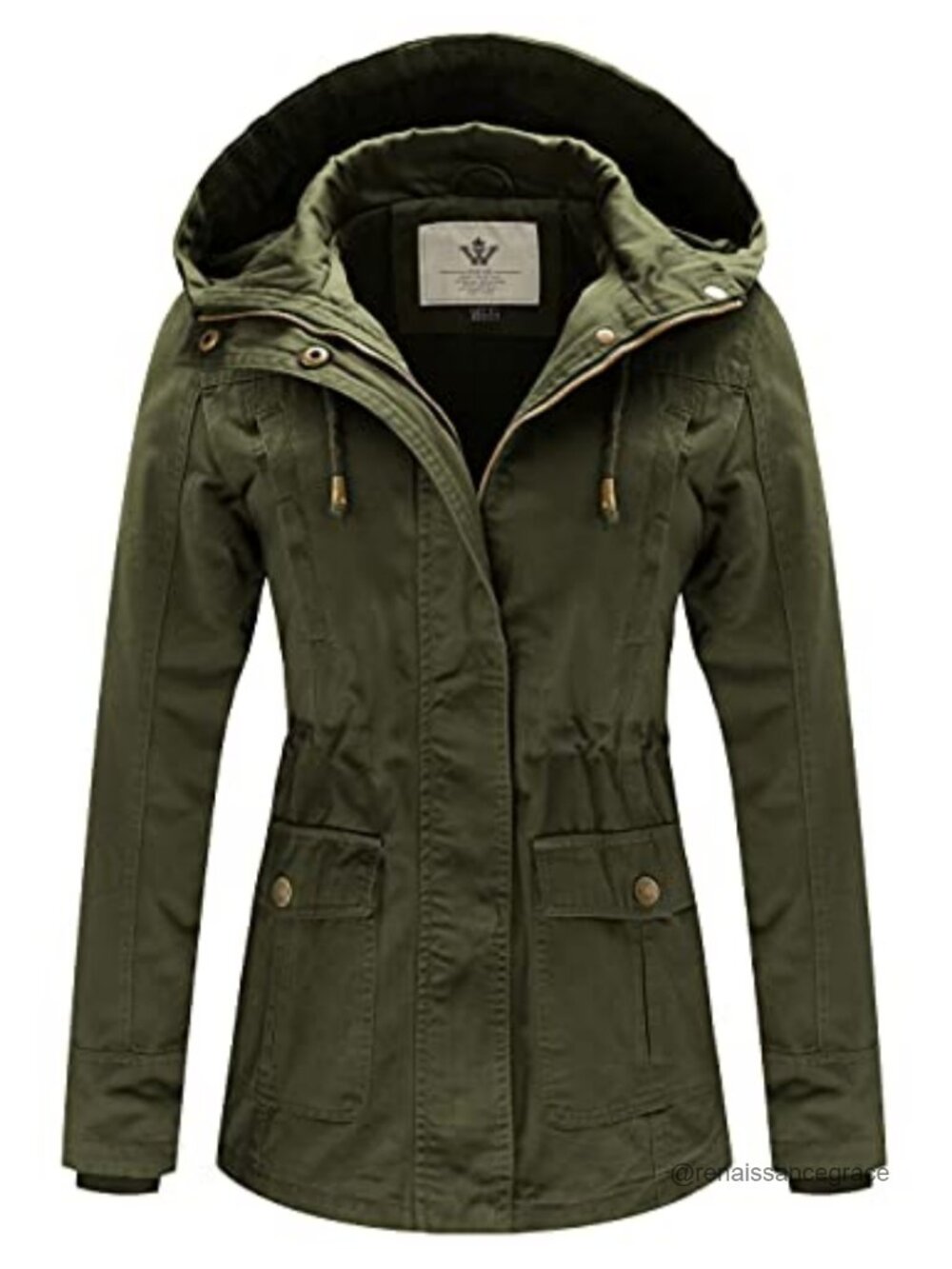 WenVen Women's Cotton Military Anorak Jacket Lightweight Utility Coat